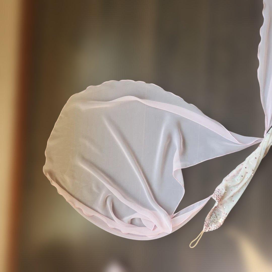 ラインストーン　チョーカー、イアリング付き　社交ダンス　シフォンドレス　ピンク