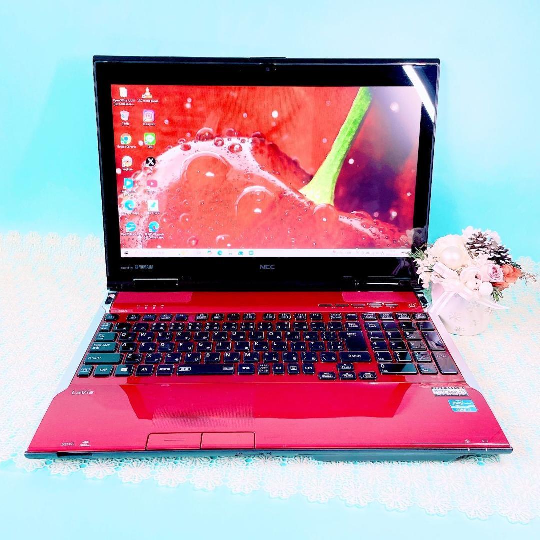 美品✨️Corei7✨️おしゃれ赤❣️ノートパソコン！大容量1TBカメラ付きブルーレイ