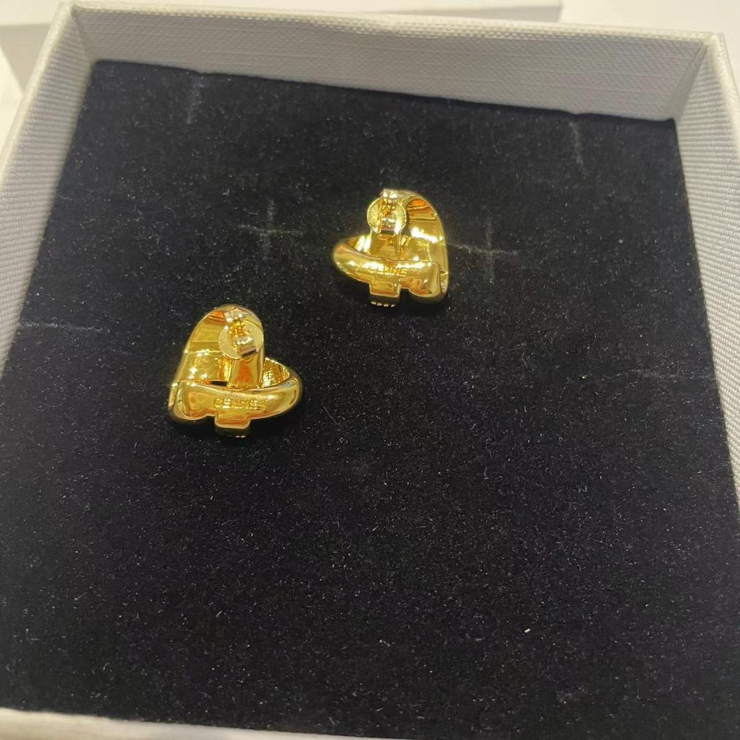 VIP顧客・CELINE インターロック ピアス ゴールド クリスタル 刻印付き