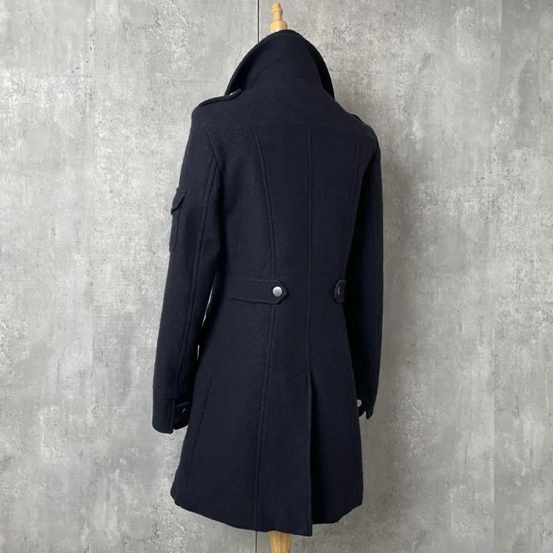 【美品】MAXMARA ライナー付き レイヤード ウール スタンドカラー コート