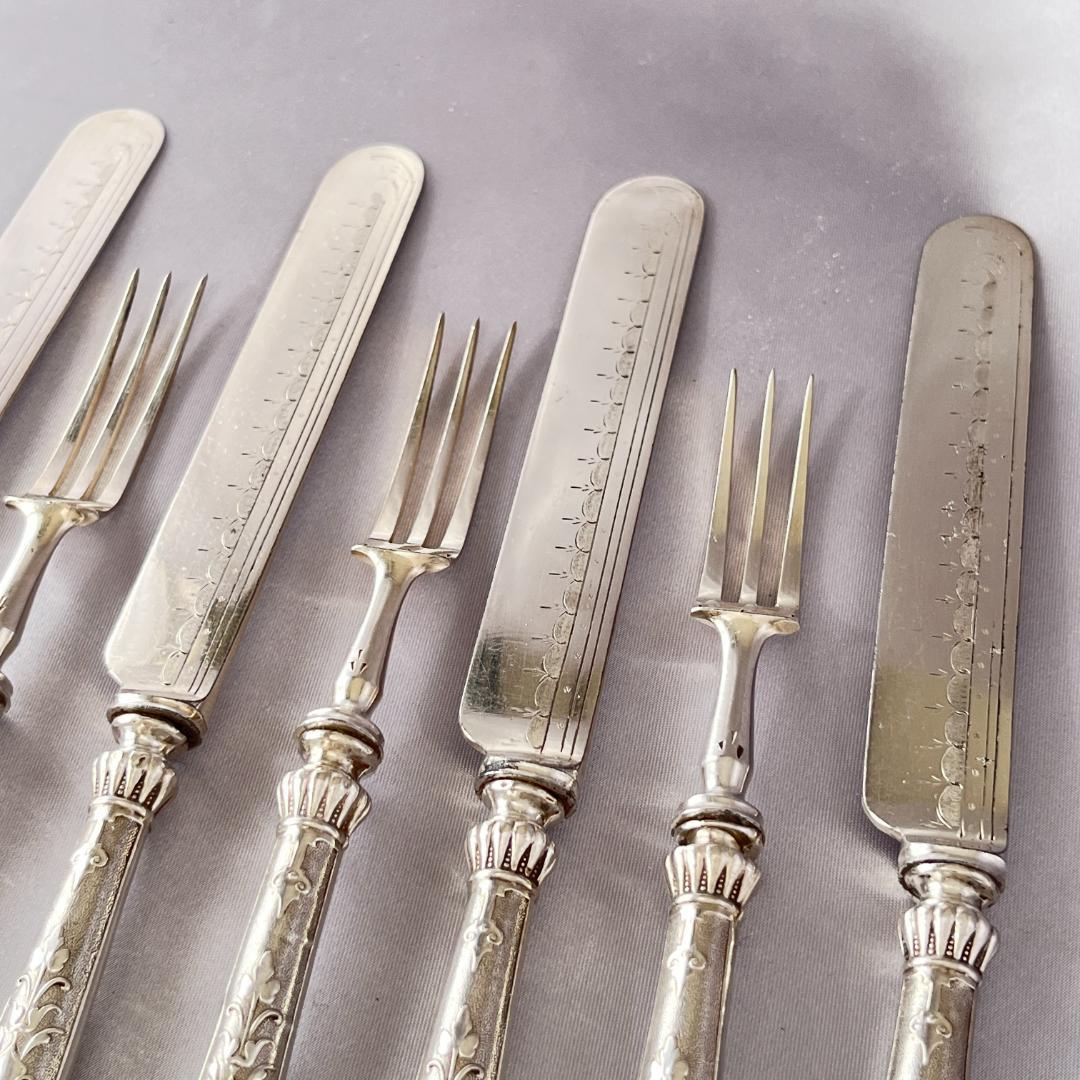 【英国】 デザート/フルーツセット ナイフ/フォーク 12本トレー