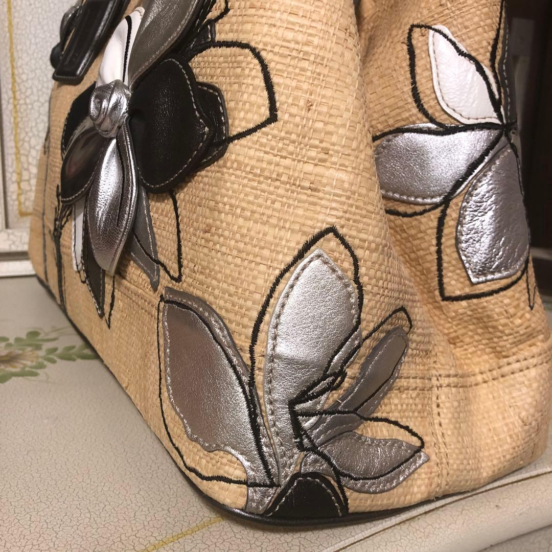 COACHストロートートバッグ　フラワーハンプトンズ