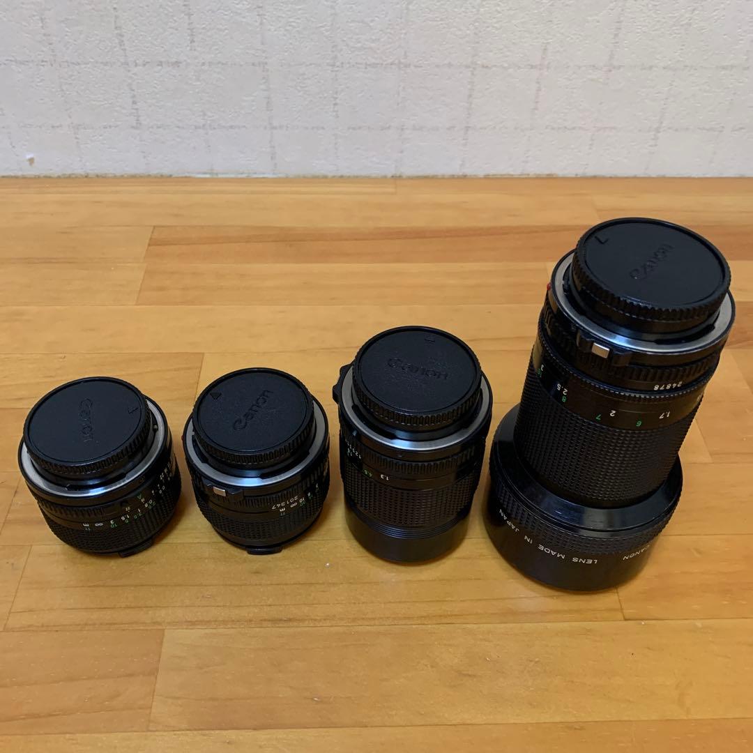 【ジャンク扱い】フィルムカメラ Canon NEW F-1、レンズ4本、他