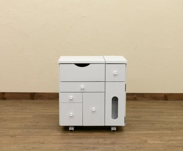 《新品・送料無料》コスメワゴン　横型　DBR/WH