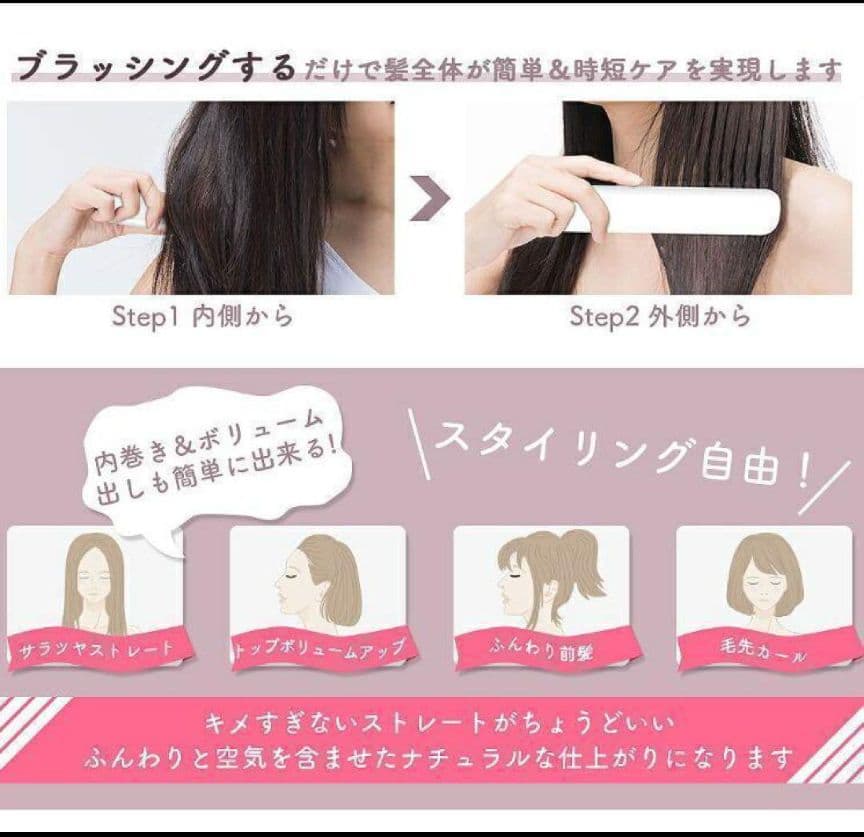 マイナスイオン ストレートブラシ ヘアアイロン 最終出品