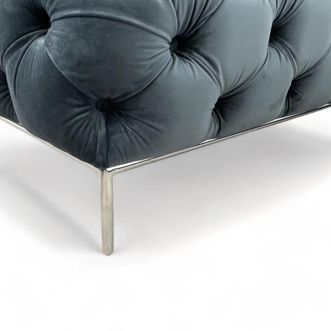 ent L字型グレーソファ ベルベット調