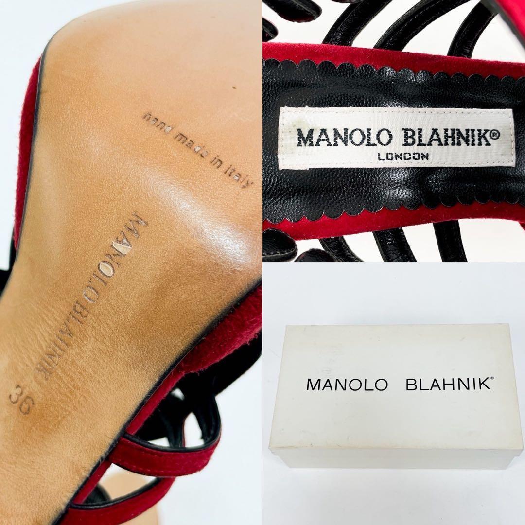 極美品 希少デザイン マノロブラニク ハイヒール ミュール パンプス レッド