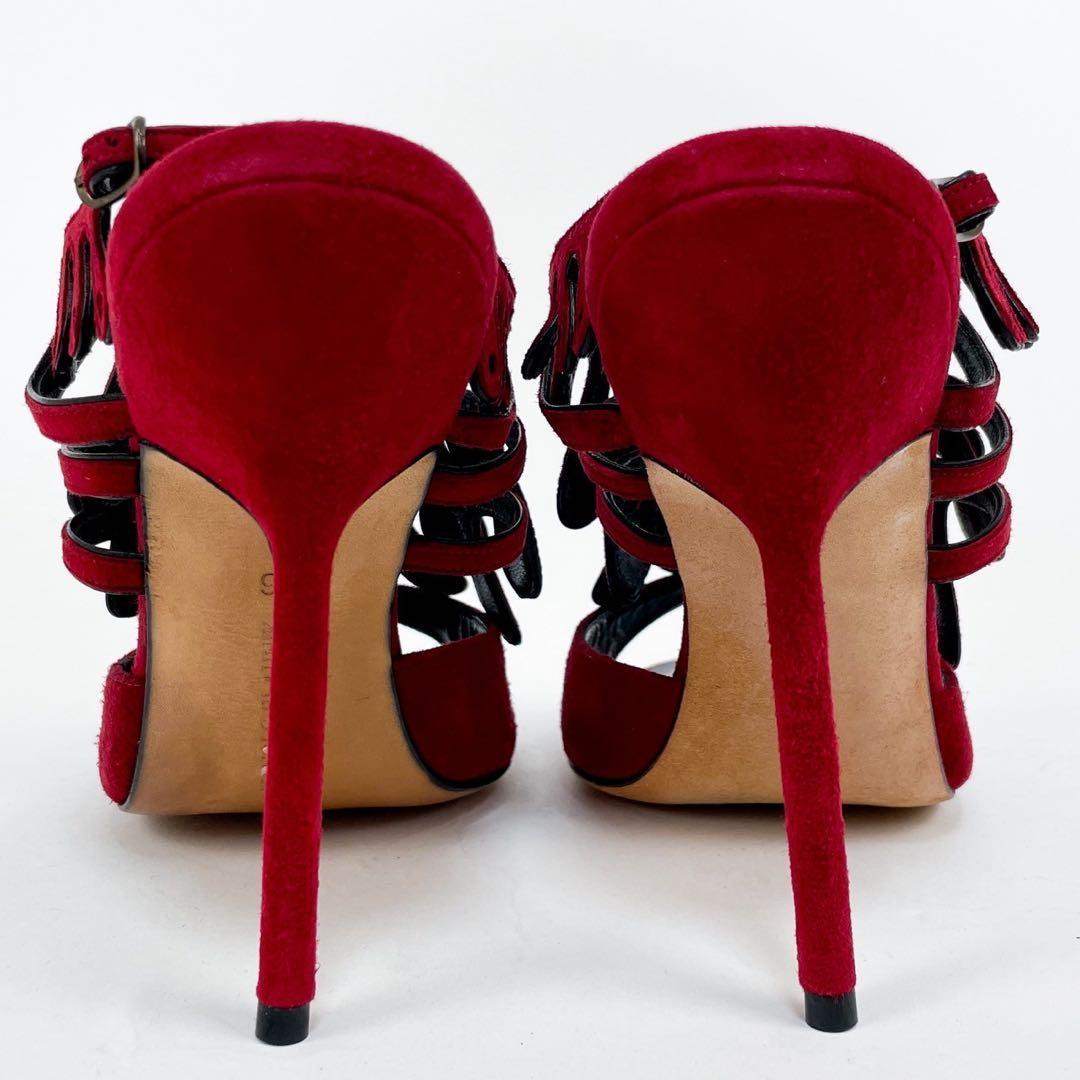 極美品 希少デザイン マノロブラニク ハイヒール ミュール パンプス レッド