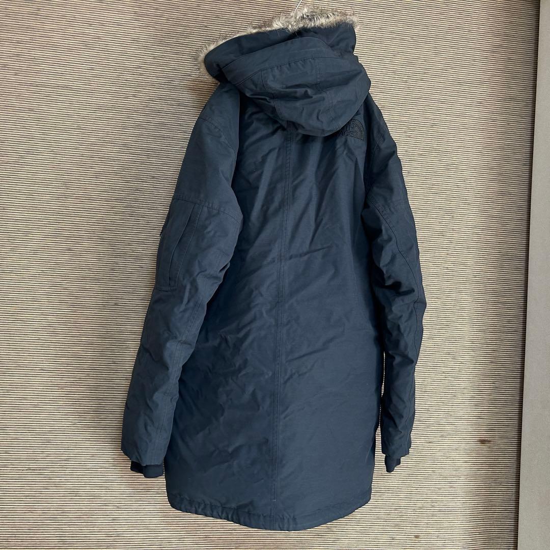 ノースフェイスダウンジャケット モッズコートネイビーフェイクファーハイベントF4