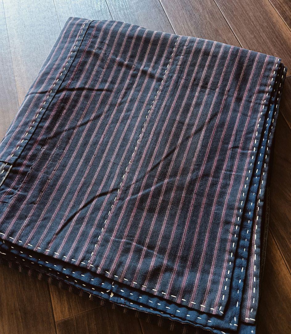 実用可♪白糸粗刺し子の襤褸マルチカバー　boro japan vintage