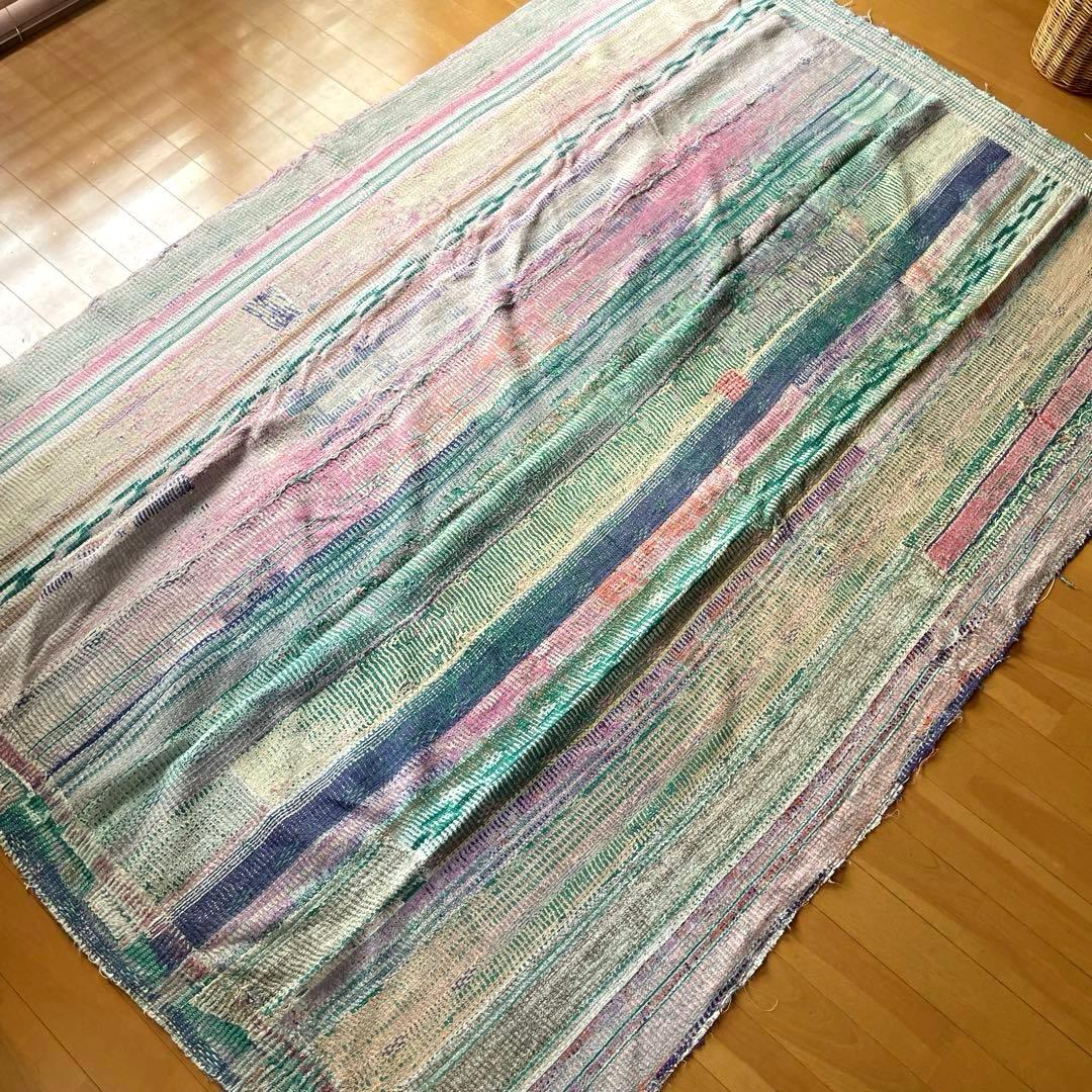 大判　138×200 インド　ヴィンテージカンタキルト　リバーシブル