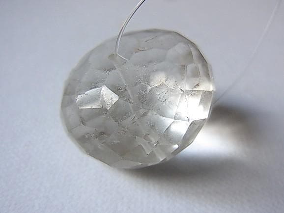 ★A3001★特大　多面カット　水晶　クォーツビーズ　 アンティーク　エスニック