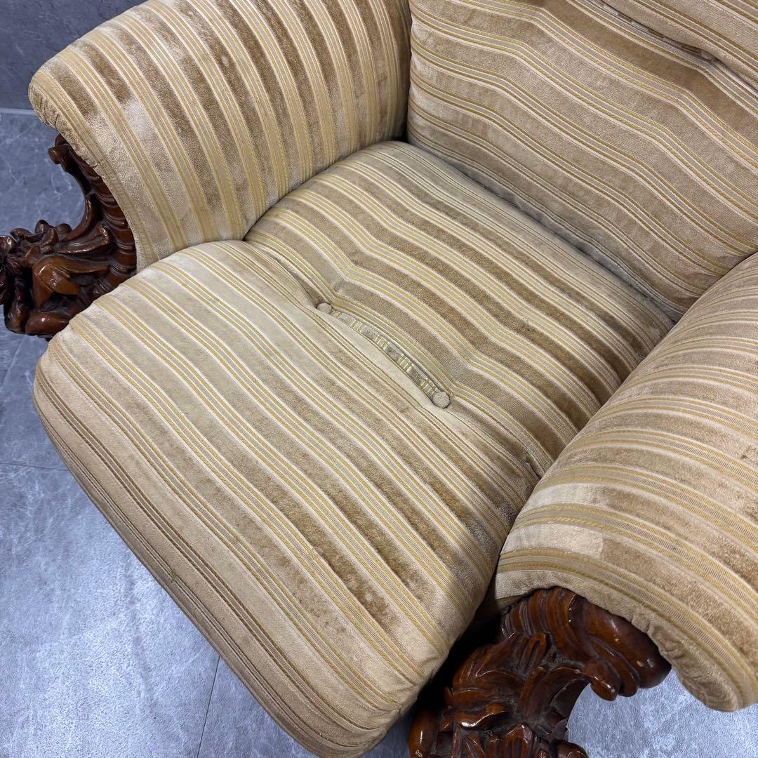 重厚な存在感　中国家具 花梨材 唐木 ソファ チェア 無垢 高級飾り家具　①ハ