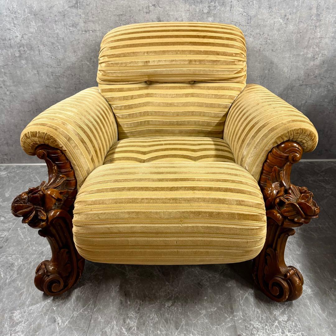 重厚な存在感　中国家具 花梨材 唐木 ソファ チェア 無垢 高級飾り家具　①ハ