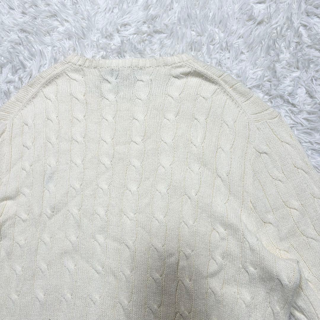 美品 大きめ 希少サイズ 近年 ポロラルフローレン ケーブルニット セーター 白