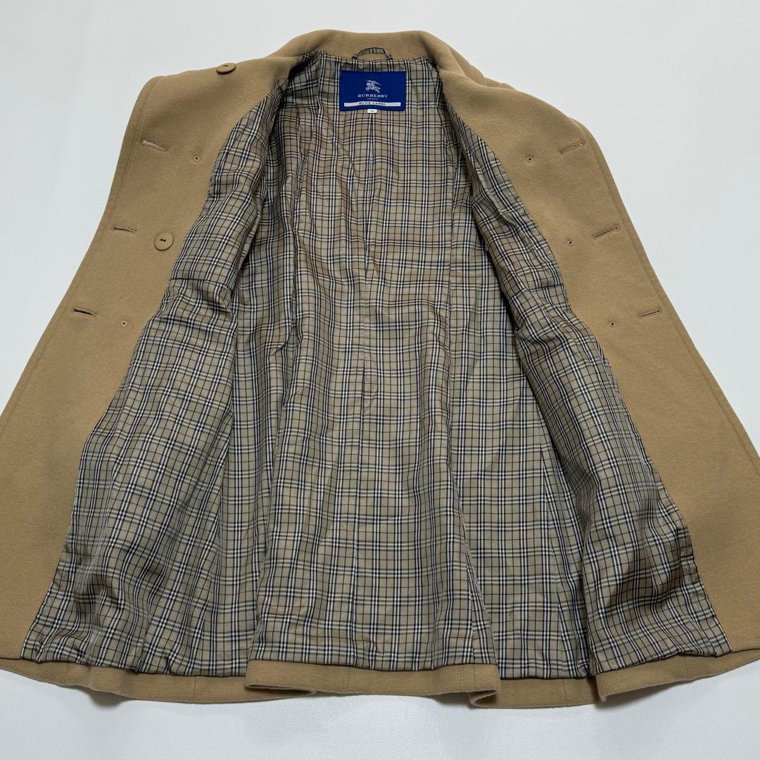 バーバリーブルーレーベル　ダブルブレスト　ロングコート　ノバチェック アンゴラ