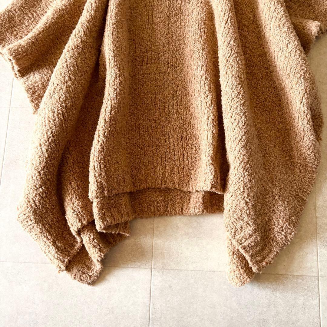 ミナペルホネン モックネックウールポンチョ フリー ブラウン ボトルネック