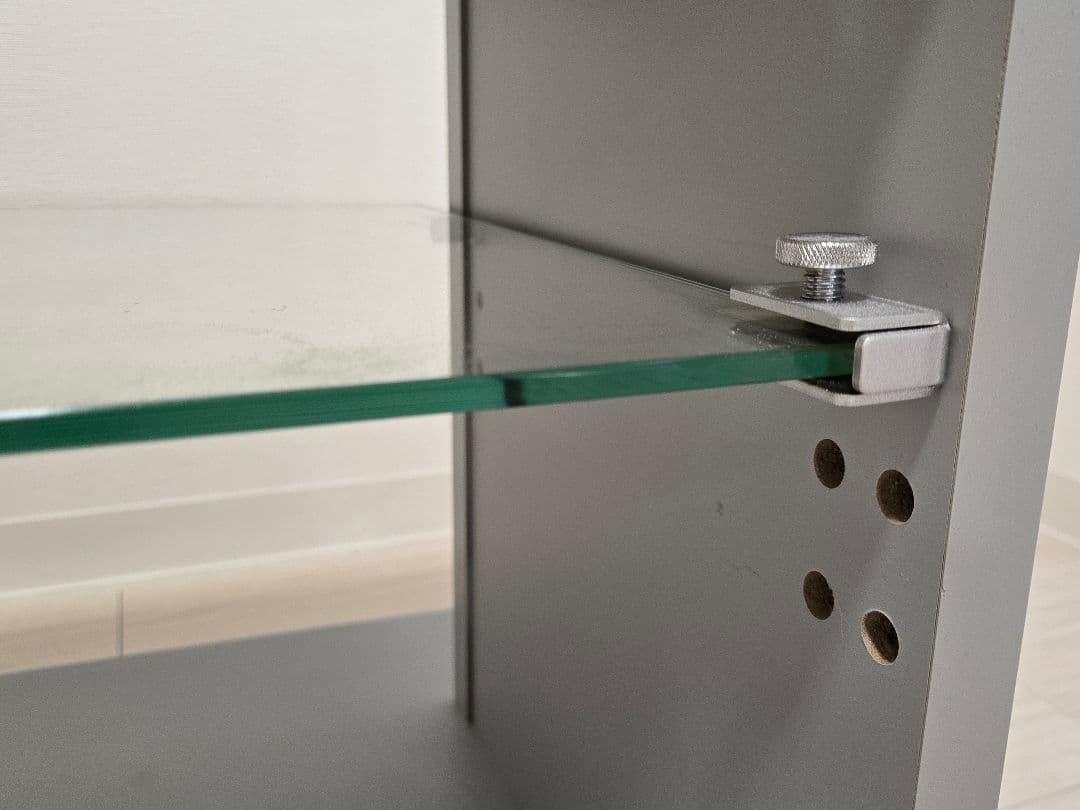 Panasonic テレビ台 グレー ガラス棚 キャスター付き