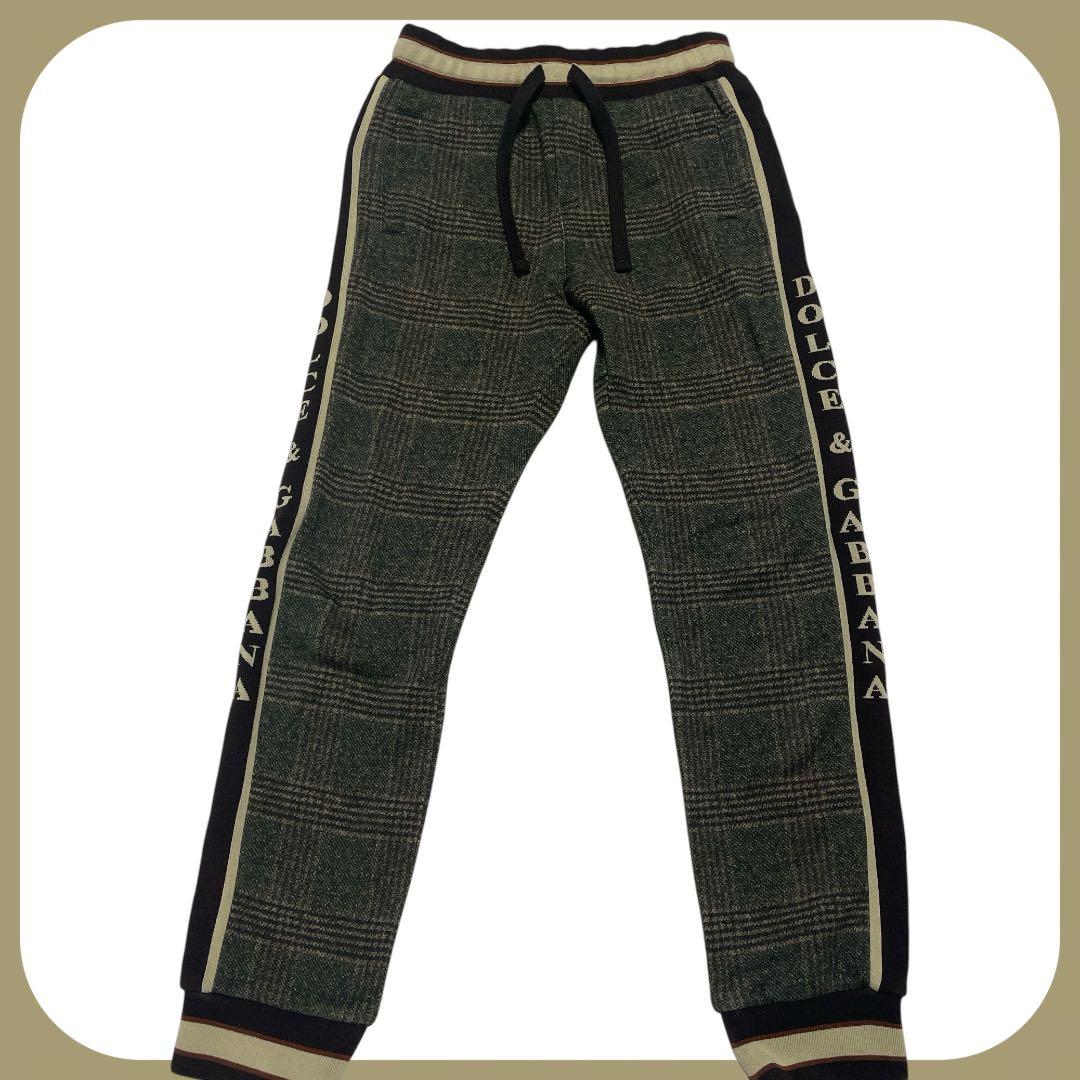 【美品】DOLCE&GABBANA ロゴ パンツ 140 チェック柄　茶色