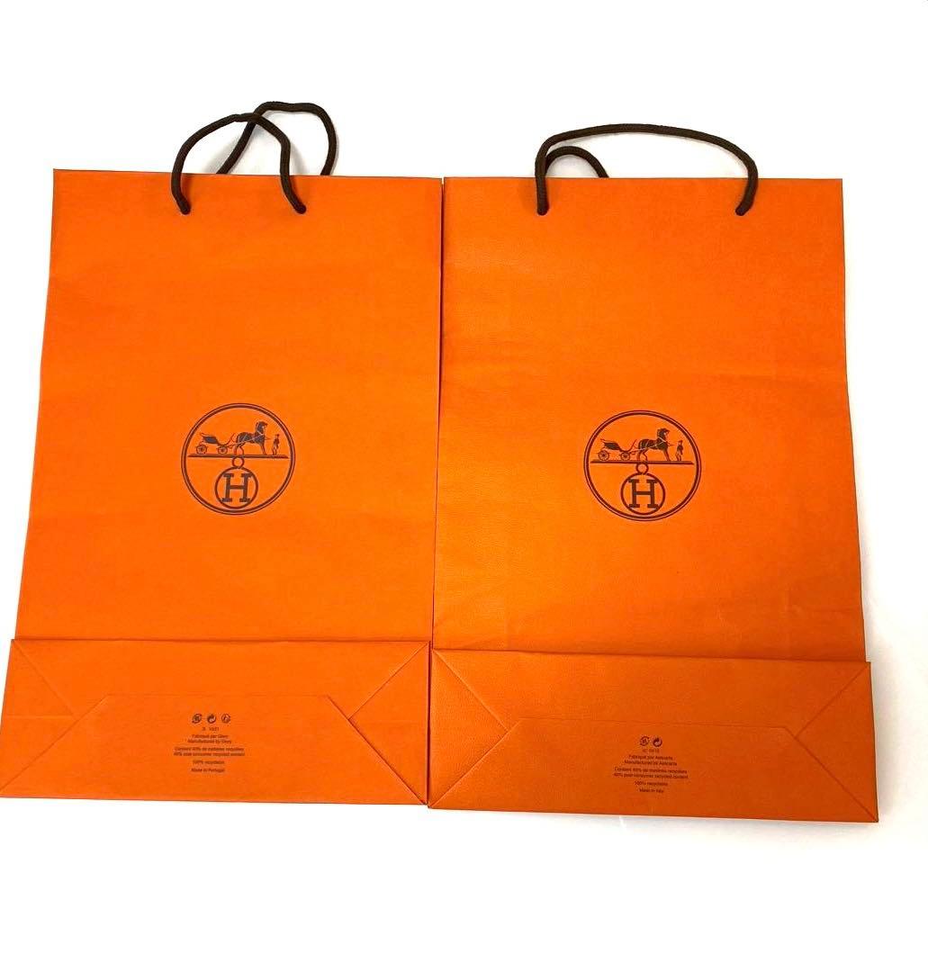 新品未使用　HERMÈS オレンジ ショップ袋 大きめ　合計14袋　リボン×2