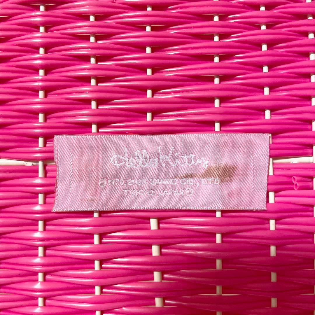 ハローキティ　カオハナキティ　平成レトロ　籐風　編みカゴ　小物入れ　リモコン立て