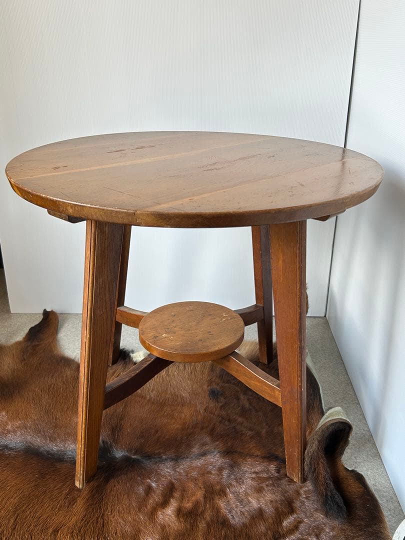 アンティーク　木製コーヒーテーブル　円形　古道具　ヴィンテージ　ラウンドテーブル