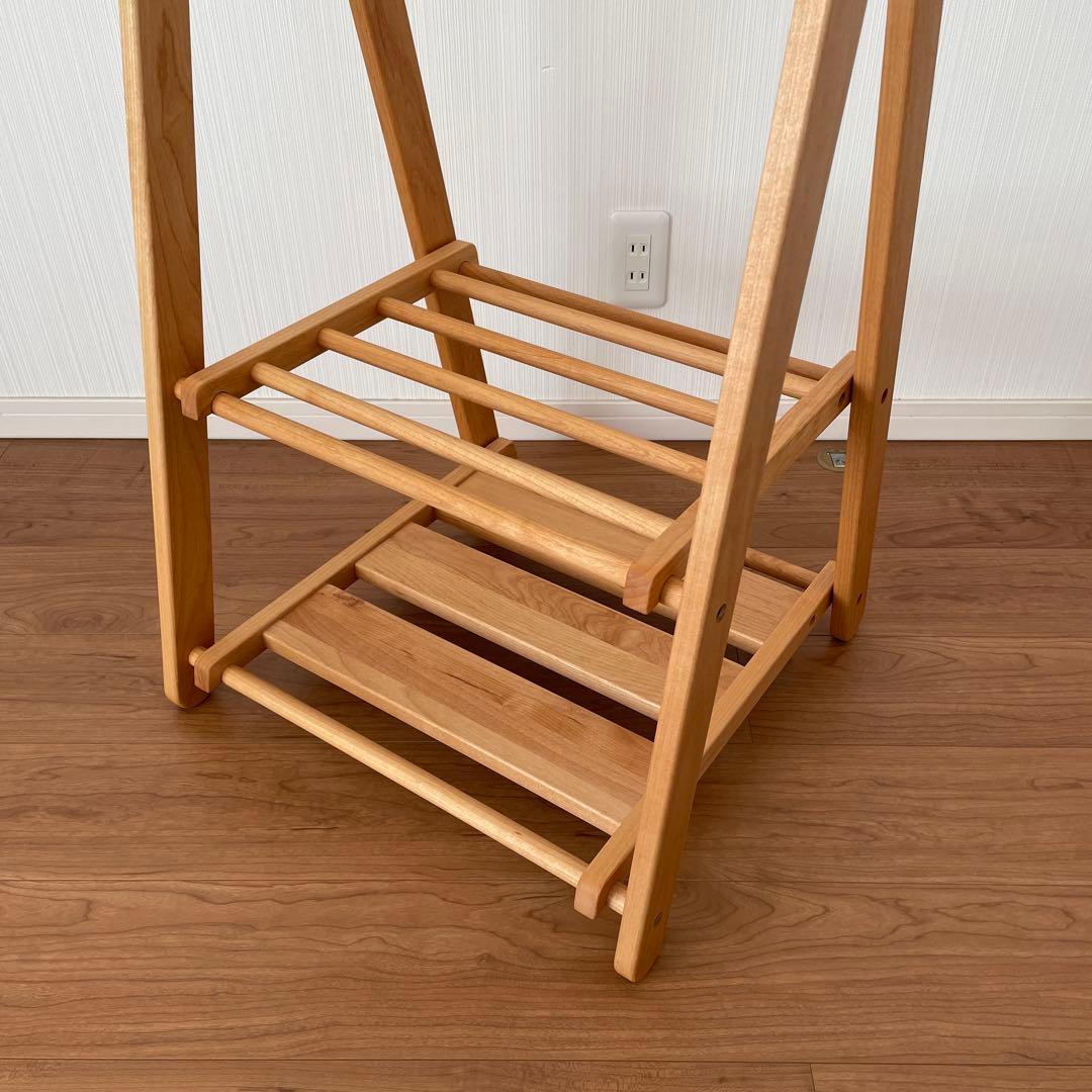 【モモナチュラル】木製ハンガーラックSサイズ(キッズ向き)