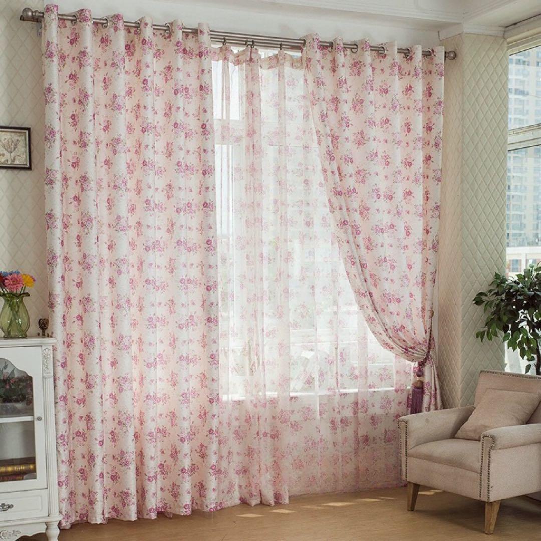 フローラル 花柄 幅200cm 北欧 ヨーロピアン 両面柄 オーダーカーテン