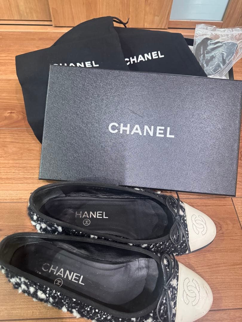 CHANELツイードバレエシューズ靴24