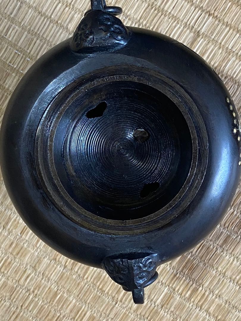 ♦獅子飾り 自在遊環 三足香炉 高岡銅器 銅製 唐金 香道具 置物 飾り 骨董品