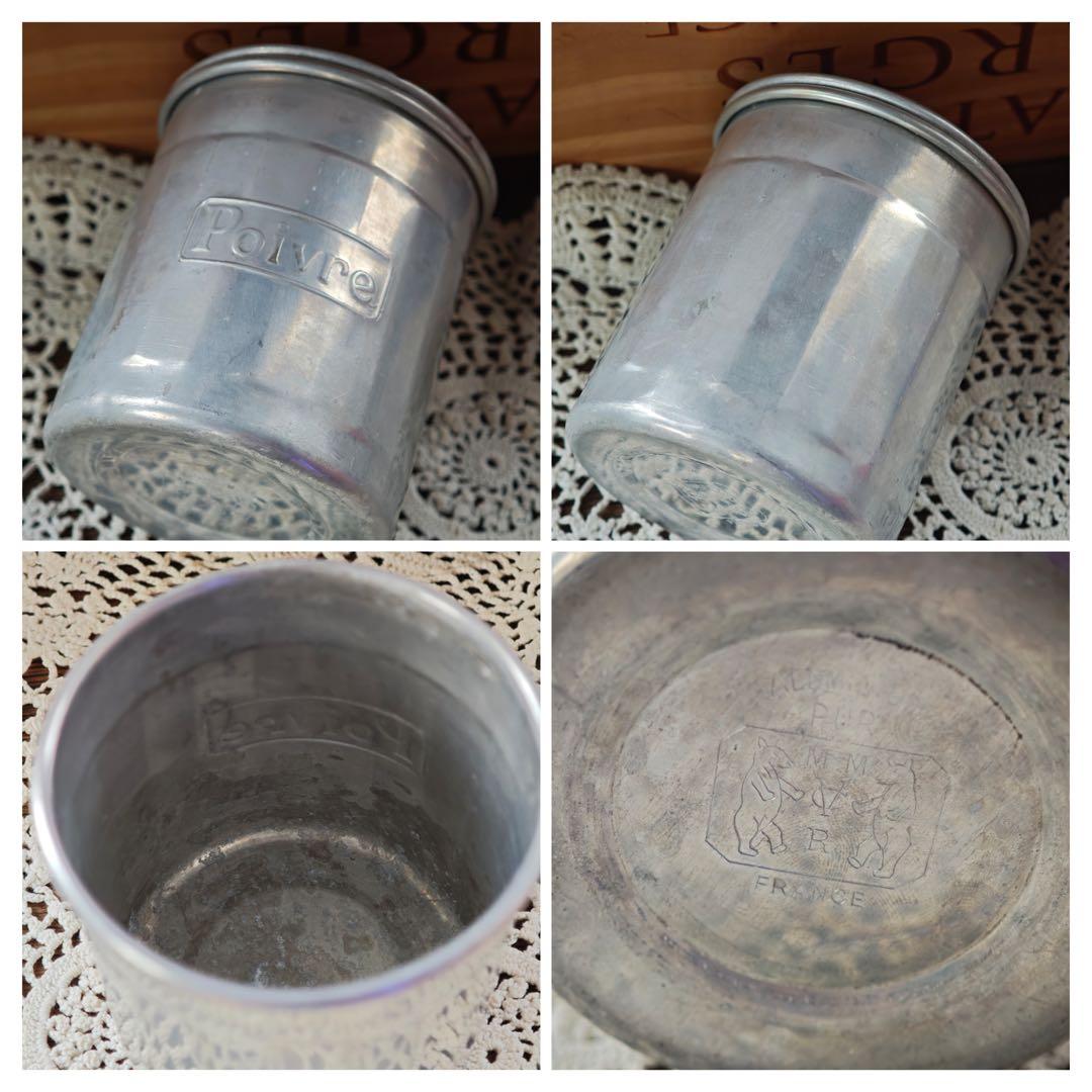 40年代フランスヴィンテージ アルミキャニスター 6点セット　フランス製刻印あり