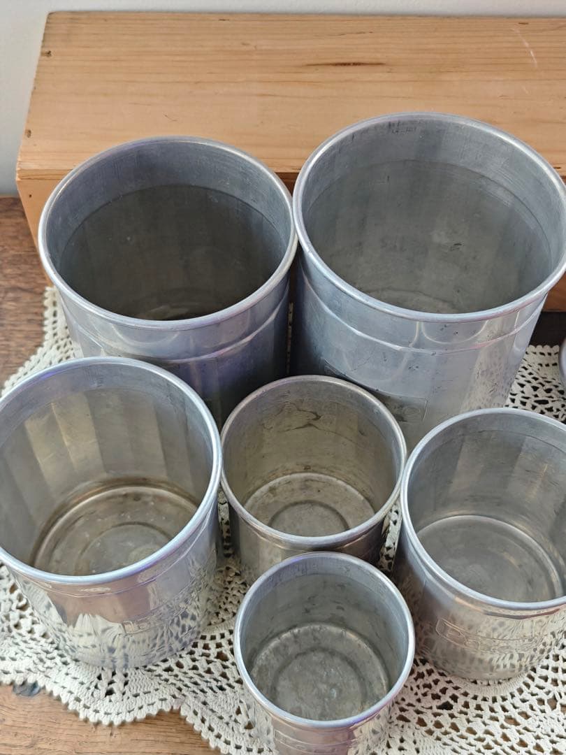 40年代フランスヴィンテージ アルミキャニスター 6点セット　フランス製刻印あり