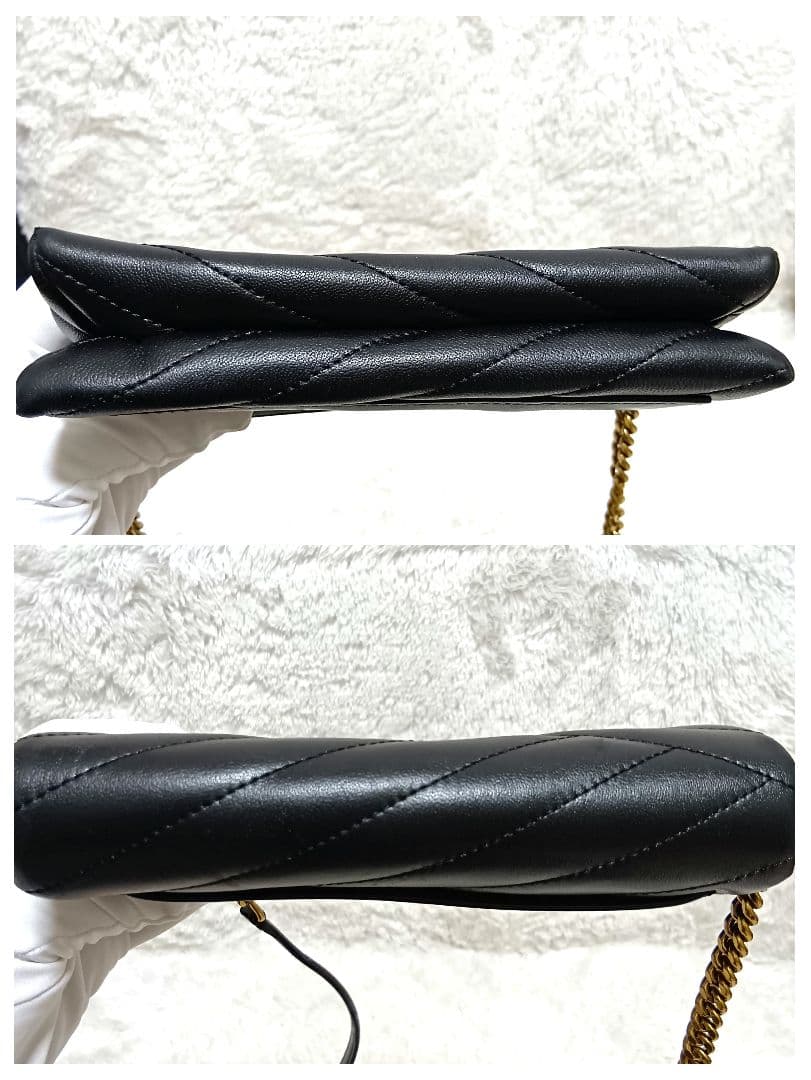 トリーバーチ　ショルダーバッグ　ショルダーウォレット　黒　レザー　キルティング