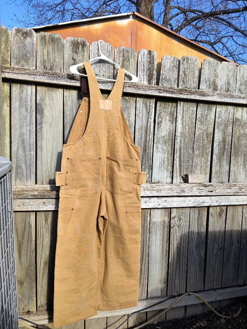 オーバーオール　ダブルニーカンガルーエプロン付き