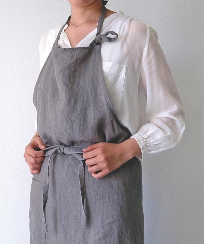 リトアニア製　Linne　リネン/麻　キッチンエプロン GY