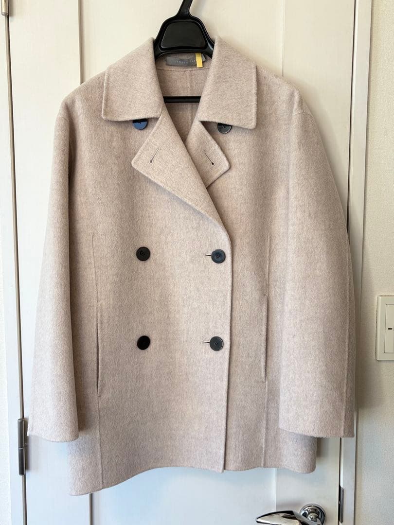 美品 セオリーリュクス theory luxe カシミヤ混ピーコート ベージュ