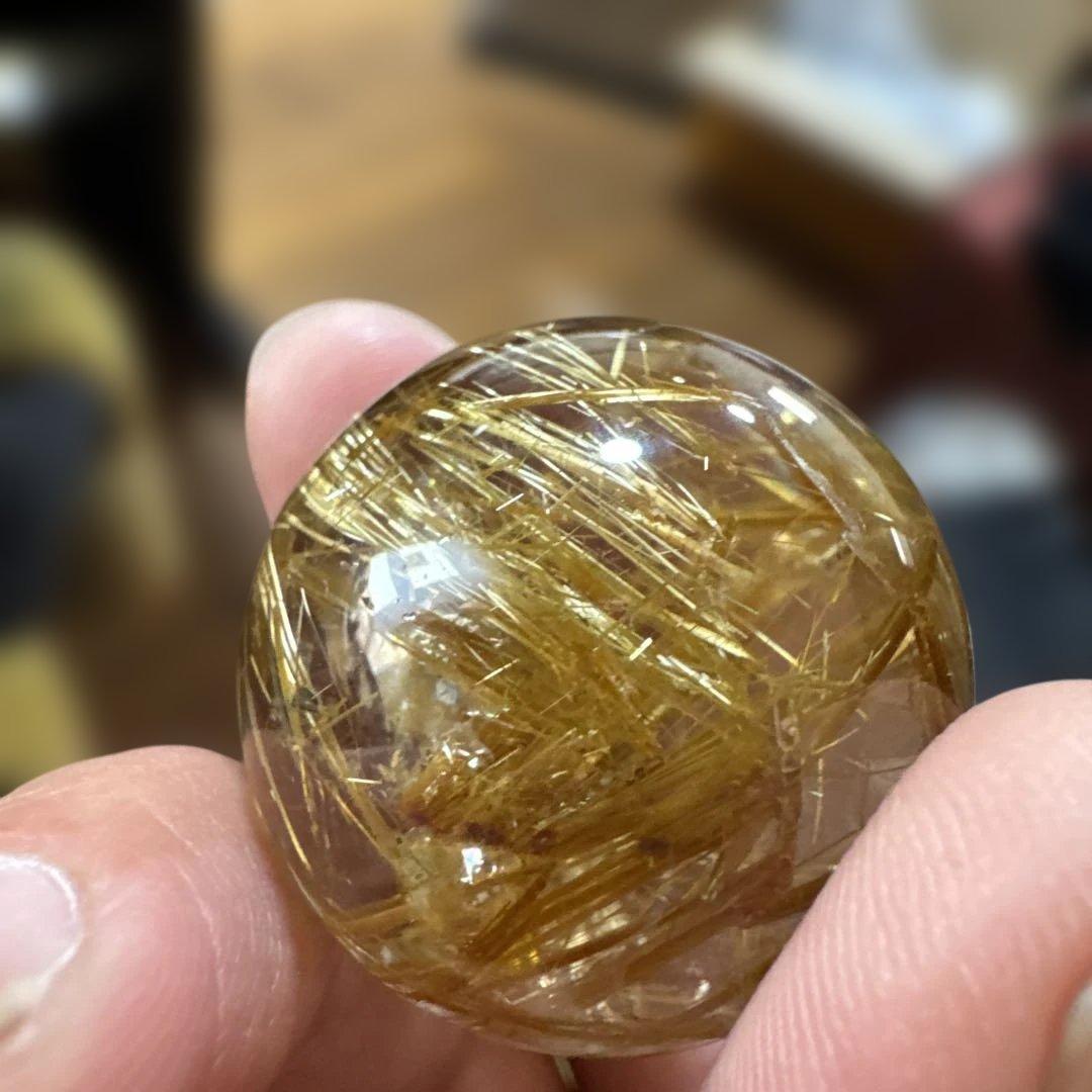 【極上品】ゴールドルチルスフィア　丸玉　クリア