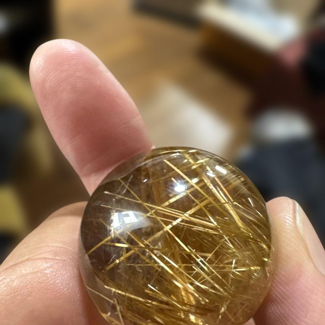 【極上品】ゴールドルチルスフィア　丸玉　クリア