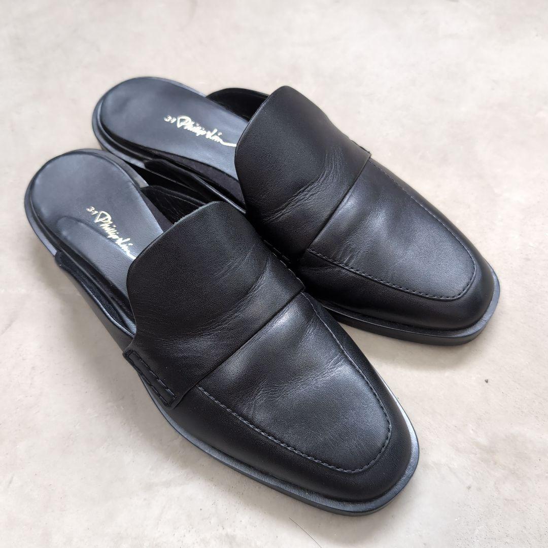 3.1フィリップリム　ALEXA ローファーミュール　ブラックレザー