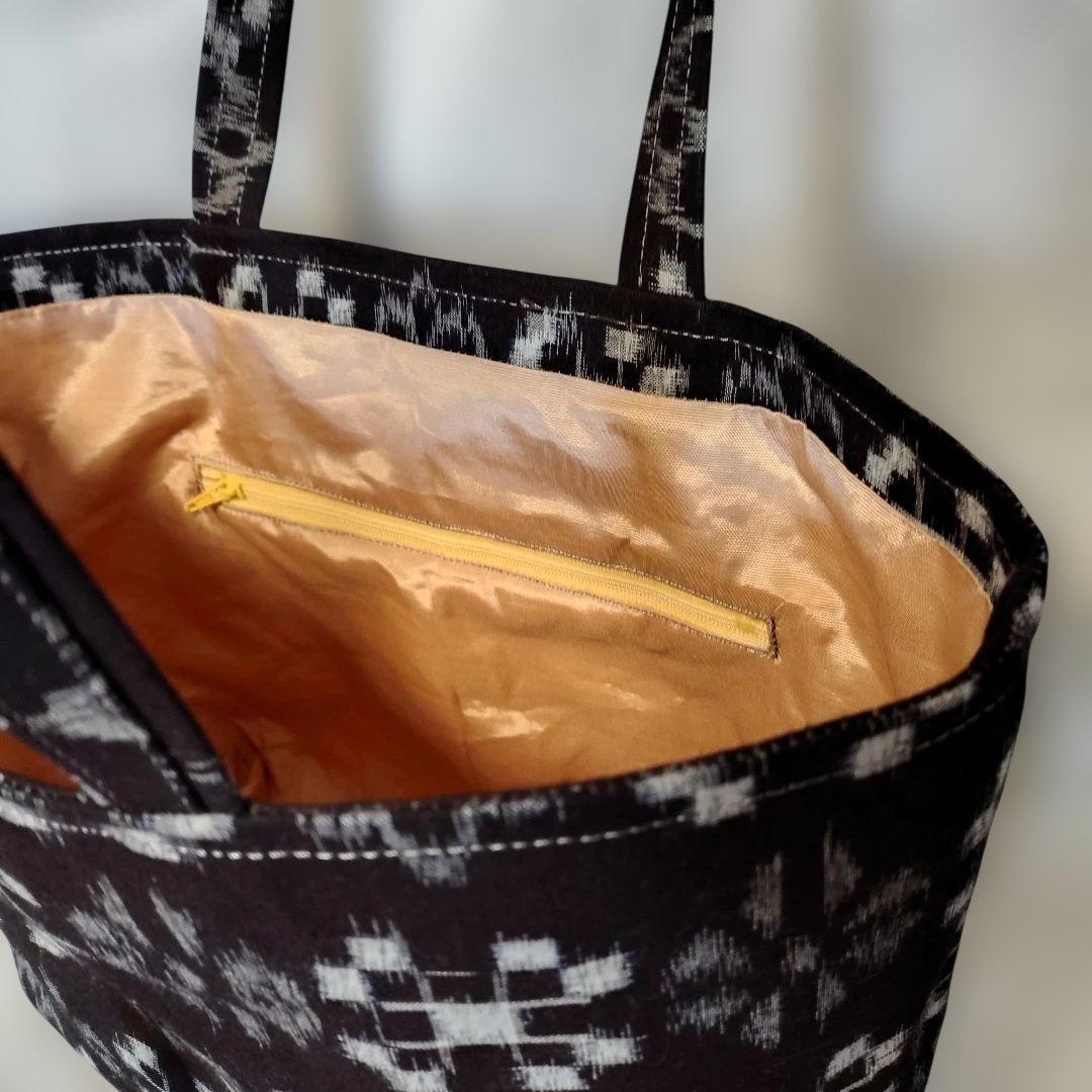 ナル 白い波様予約品 絣リメイク 縦長、横長トートバッグ2点 ハンドメイド