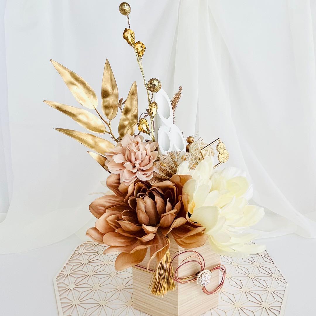 お正月飾り 門松 白 ゴールド モダン門松 ハンドメイド 大 216