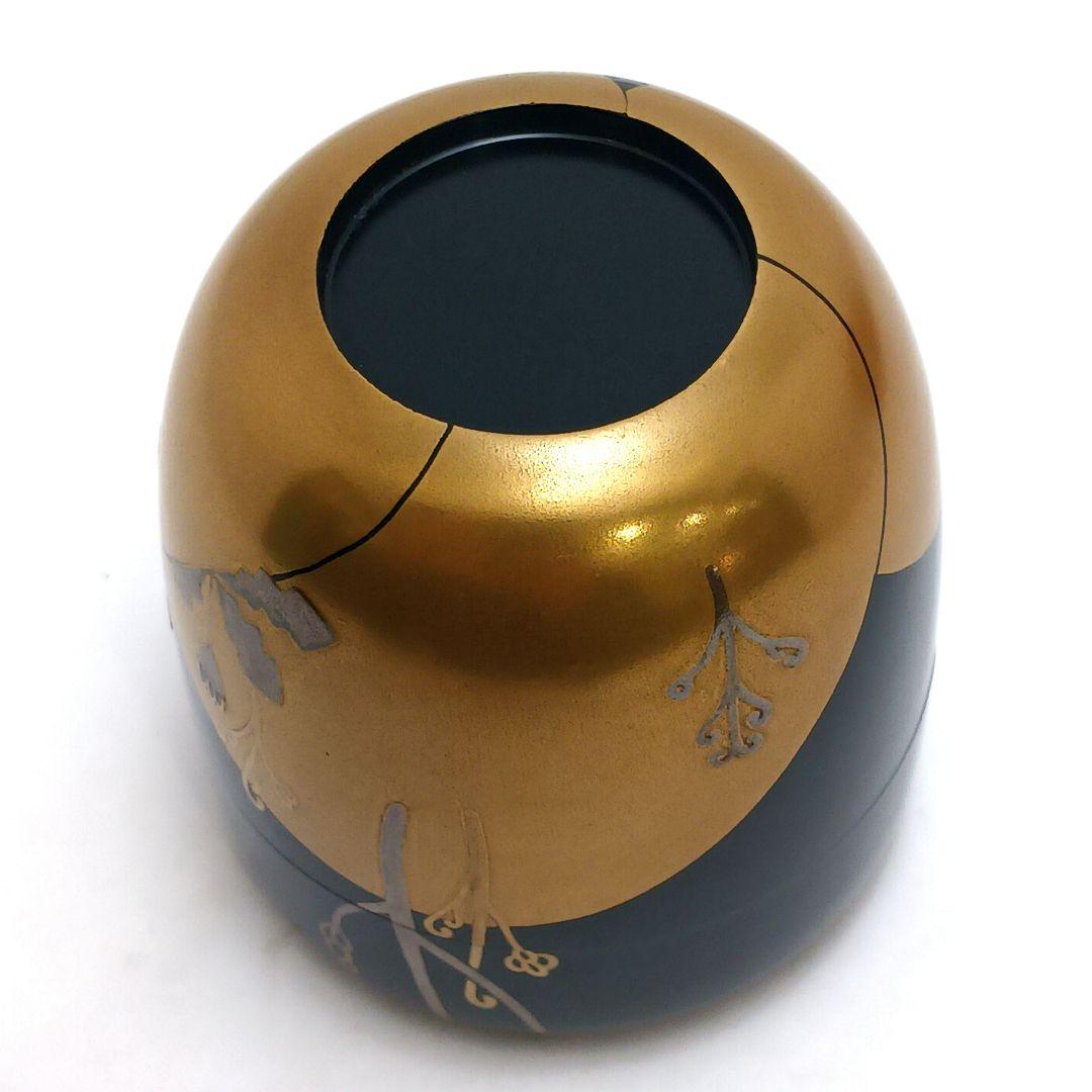 Y3031-5 茶道具 塗師 静峰作 金蒔絵 早蕨 棗 共箱　　ma　ち