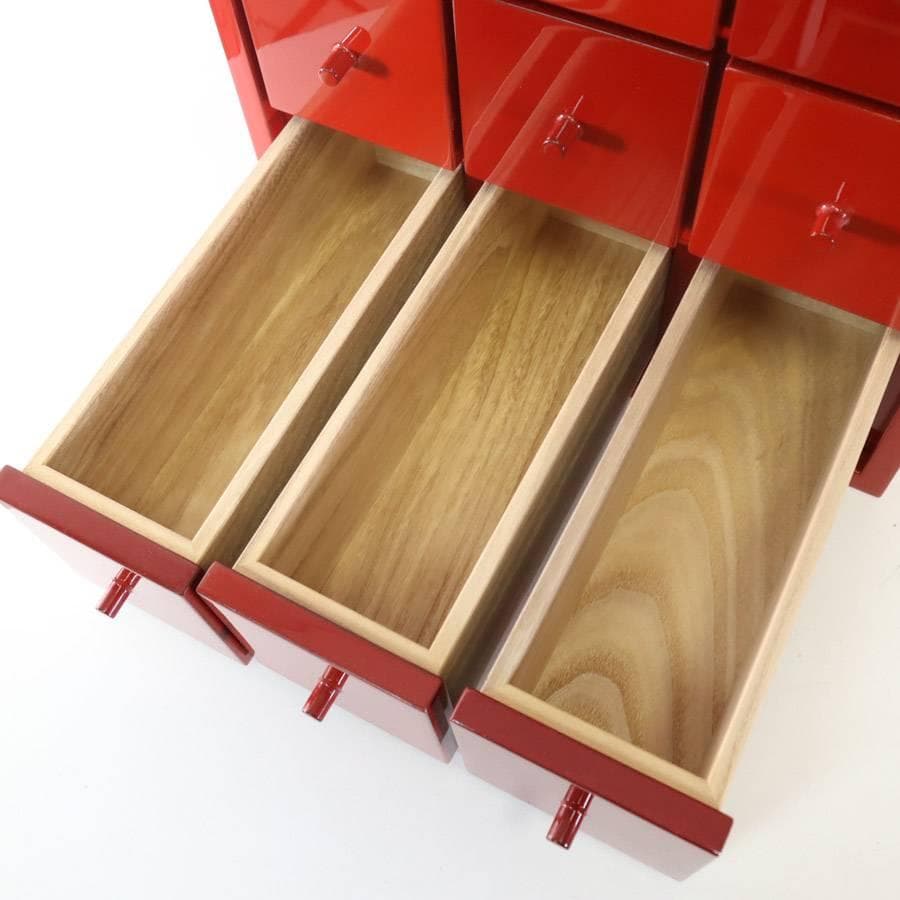 値下伝統工芸品 輪島塗 朱色 小箪笥 9杯 小引き出し 漆塗り 卓上 小物入れ