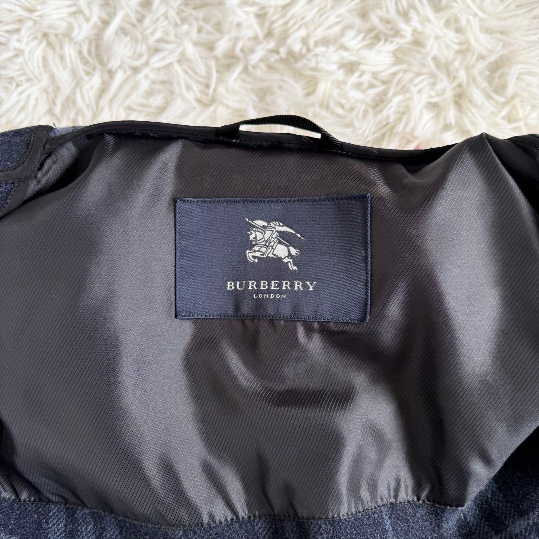 未使用級　カシミヤ　バーバリーロンドン　ロングコート　ノバチェック　ダークグレー