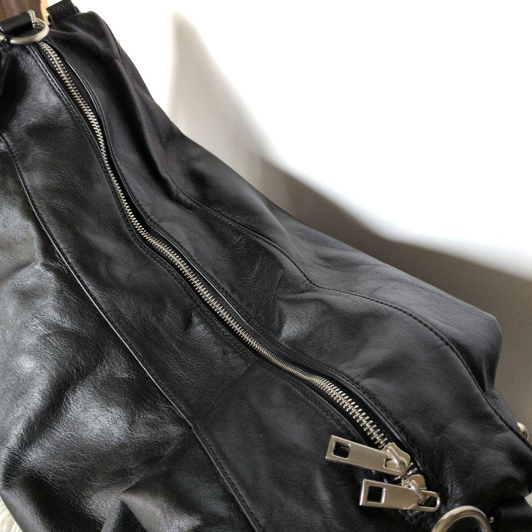 【新品】イタリア製本革スタッズバック レザーブラック2wayバッグ