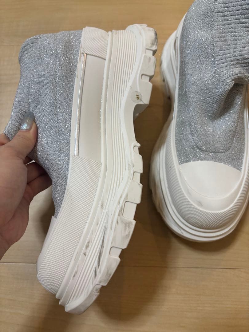 アレキサンダーマックイーン ブーツ シルバー ロゴ