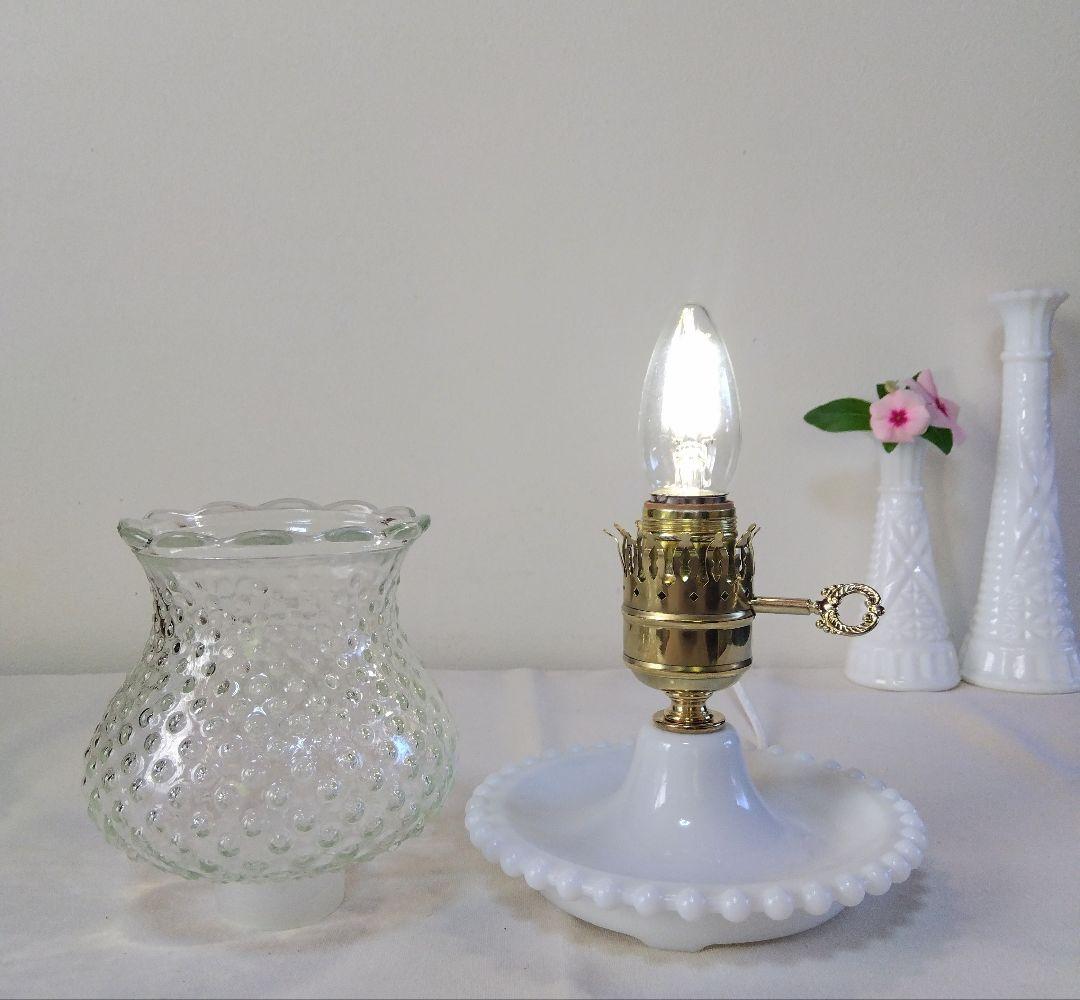 ヴィンテージ ホブネイル クリアガラス テーブルランプ レア