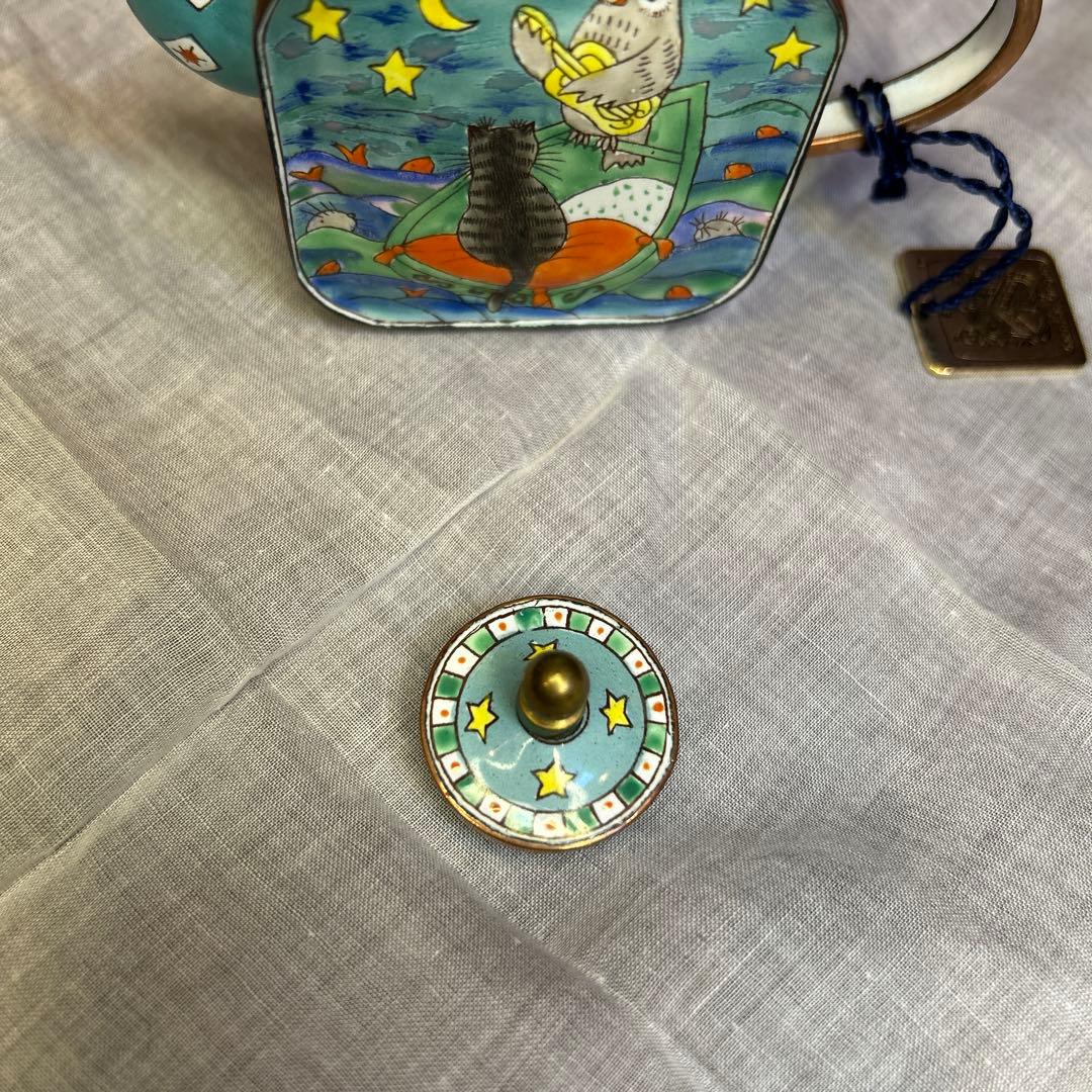 未使用　1996シャルロット ディ ヴィータミニチュアティーポットフクロウと子猫