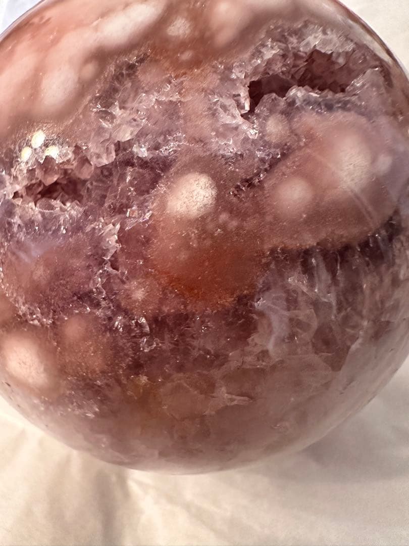 高品質☆ アメジスト　ピンクアメジスト　濃いパープルピンク　スフィア　丸玉模様