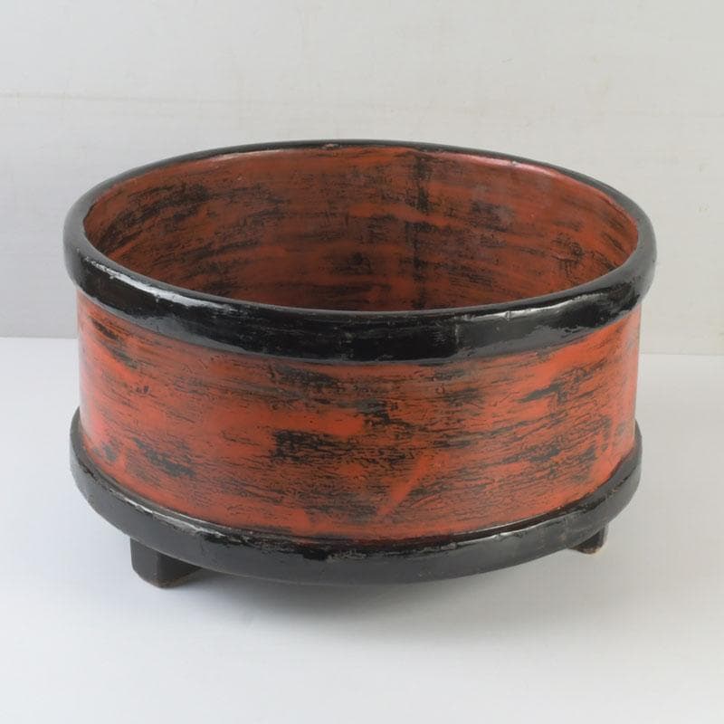 時代古民具　根来塗　三足桶　M　9839A